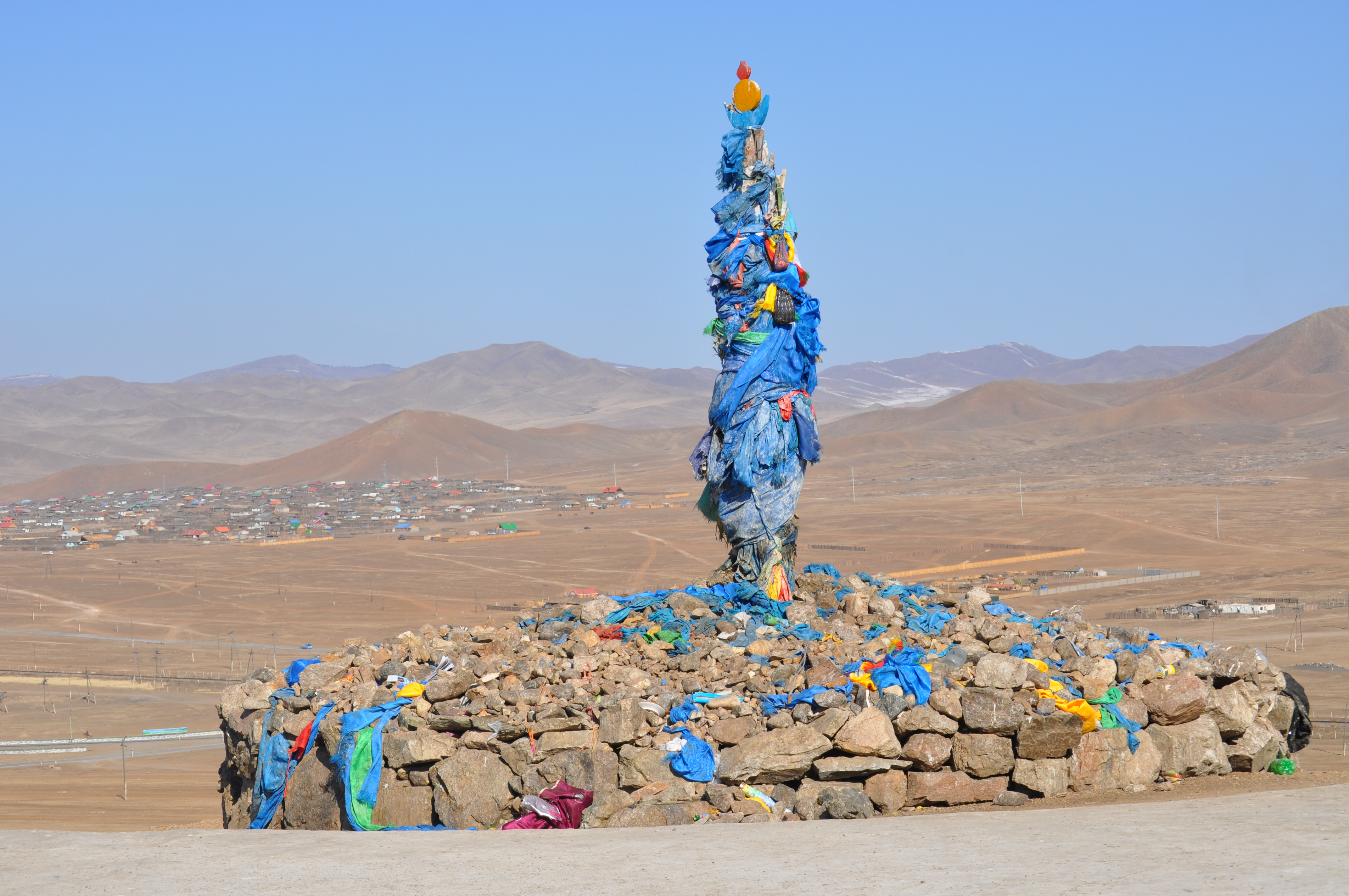 Ovoo in the Inner Mongolian landscape