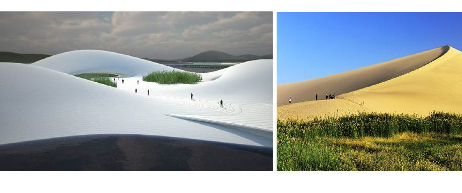 White architectural dunes and sand dunes