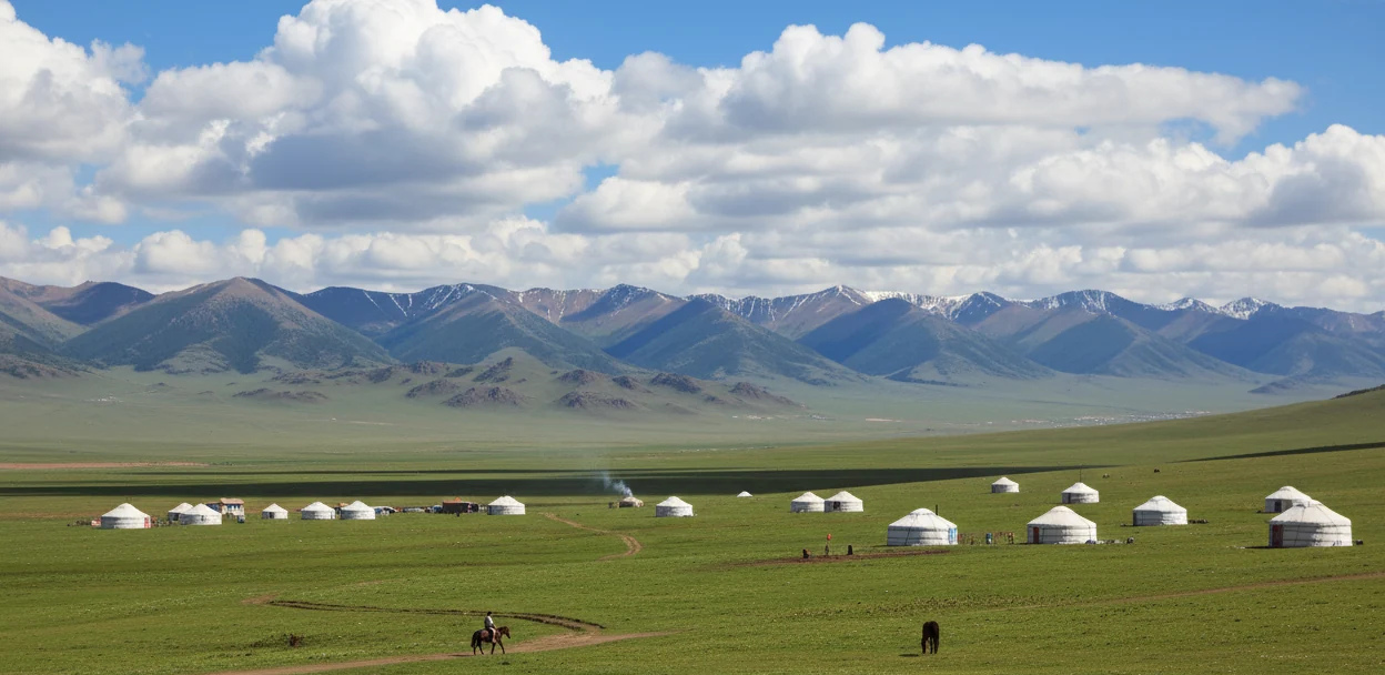 Inner Mongolian grassland and yurts