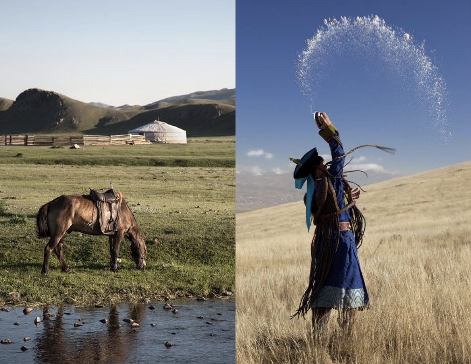 Inner Mongolian landscape with horse and shaman ritual
